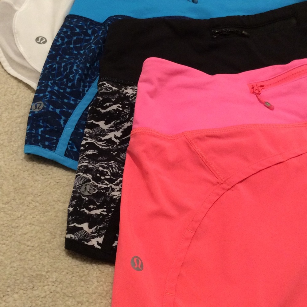 SET OF 4 lululemon speed shorts 2.5” size 4.